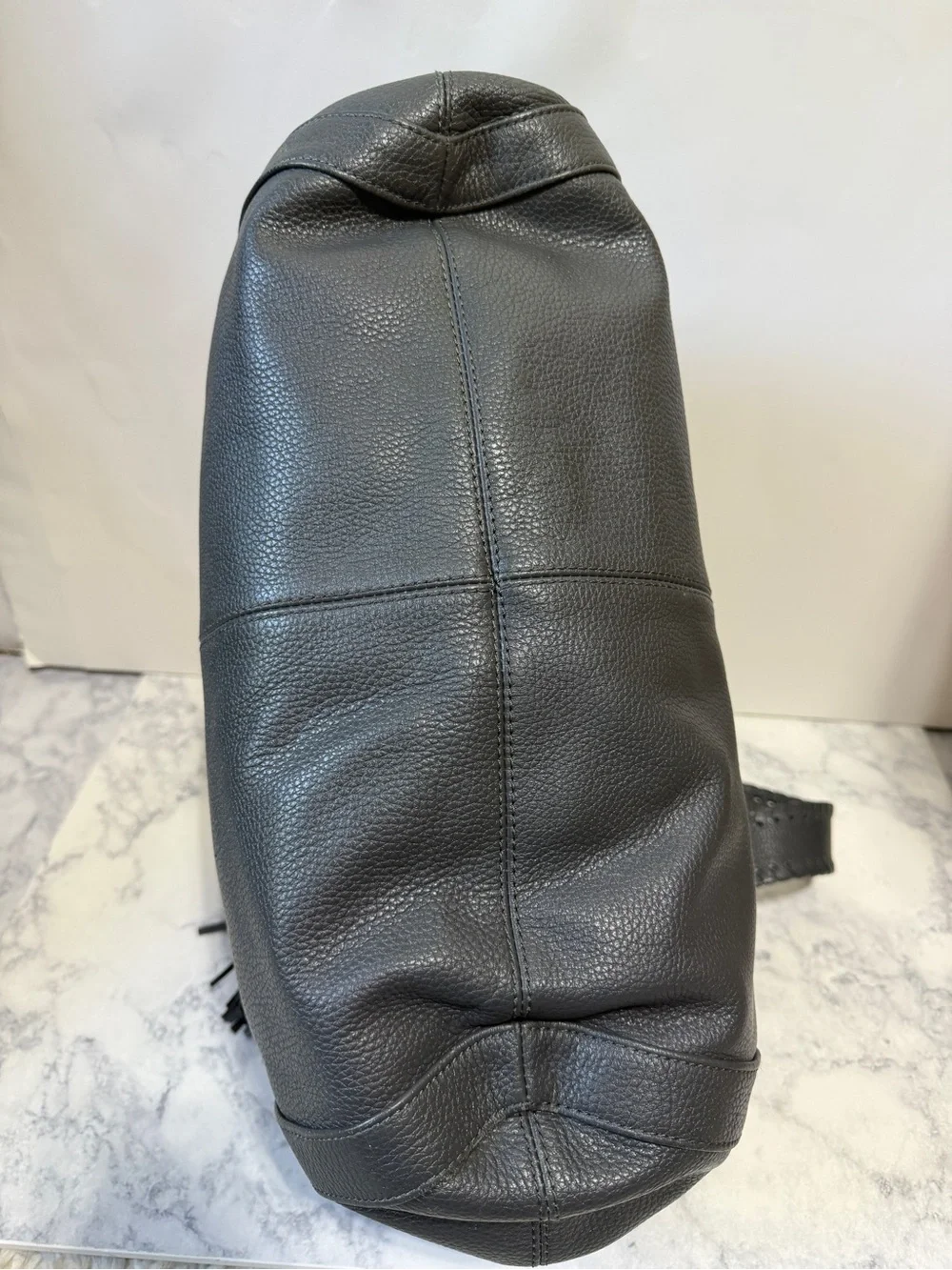 Onna Ehrlich Rachel pebbled Leather large Hobo crossbody Bag gray